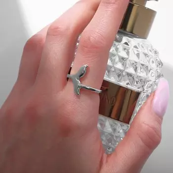 Кольцо «Русалка» хвост, цвет серебро, безразмерное