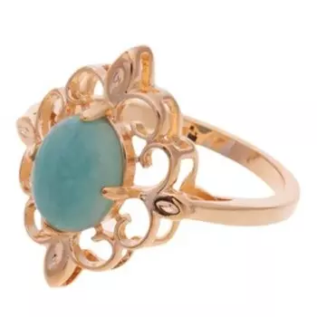 Кольцо с амазонитом "Констанция", позолота с родированием, размер 19