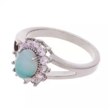 Кольцо с амазонитом "Малый овал в цирконах" размер 20