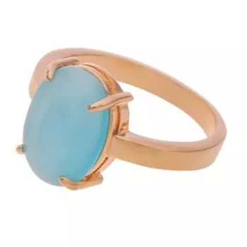 Кольцо с амазонитом "Овал", позолота с родированием, размер 20