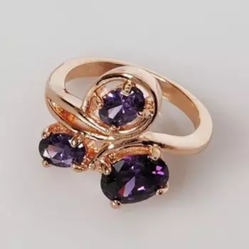 Кольцо с аметистом "Бант", позолота с родированием, размер 20