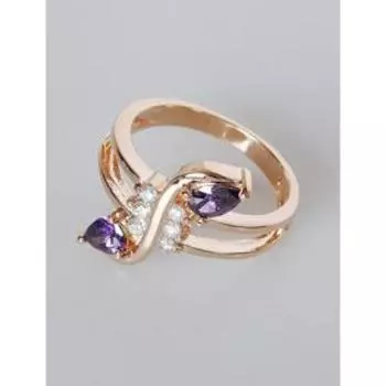 Кольцо с аметистом "Флоренция", позолота с родированием, размер 17