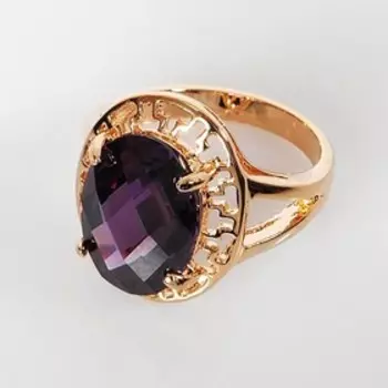 Кольцо с аметистом "Греческое", позолота с родированием, размер 20