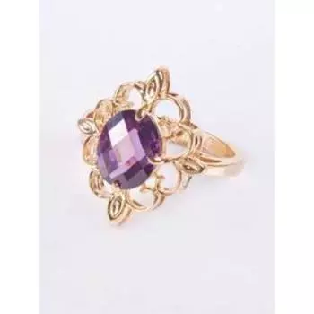 Кольцо с аметистом "Констанция", позолота с родированием, размер 19