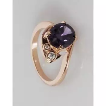 Кольцо с аметистом "Полумесяц", позолота с родированием, размер 17