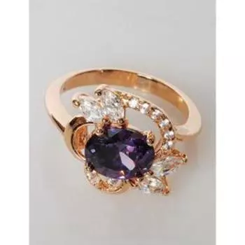 Кольцо с аметистом "Рококо", позолота с родирование, размер 20