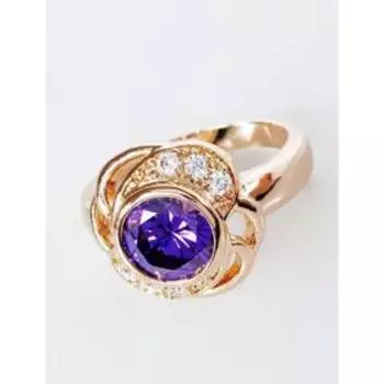 Кольцо с аметистом "Серенада", позолота с родированием, размер 20