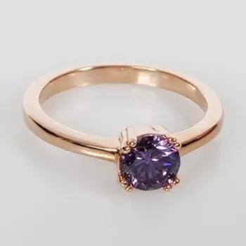 Кольцо с аметистом "Соло", позолота с родированием, размер 15