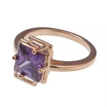 Кольцо с аметистом "Трио", позолота с родированием, размер 19