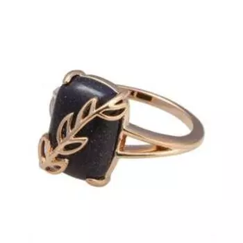 Кольцо с авантюрином "Диана", позолота с родированием, размер 17