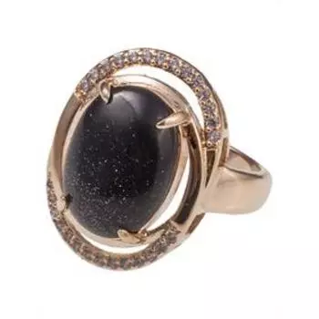 Кольцо с авантюрином "Париж", позолота с родирование, размер 17