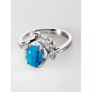 Кольцо с бирюзой "Чайка", родирование , размер 16