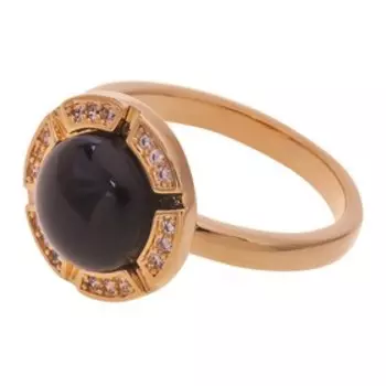 Кольцо с черным ониксом "Луна" размер 16