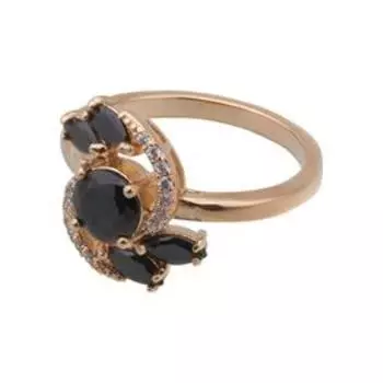 Кольцо с чёрным фианитом "Королевский блеск", позолота с родированием , размер 16 742