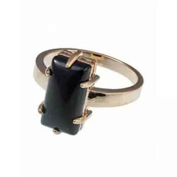 Кольцо с чёрным ониксом "Марго", позолота с родированием , размер 16