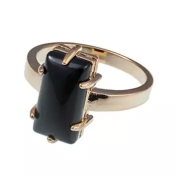 Кольцо с чёрным ониксом "Марго", позолота с родированием, размер 20