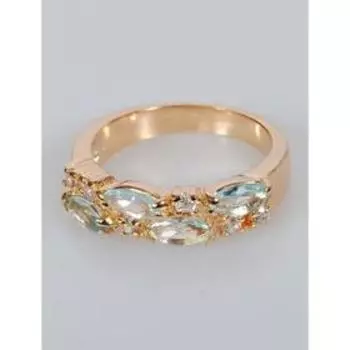 Кольцо с голубым фианитом "Дорожка", позолота с родирование, размер 20