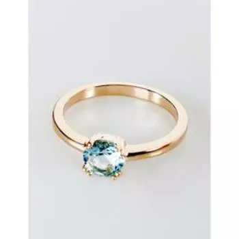 Кольцо с голубым фианитом "Соло", позолота с родированием, размер 18