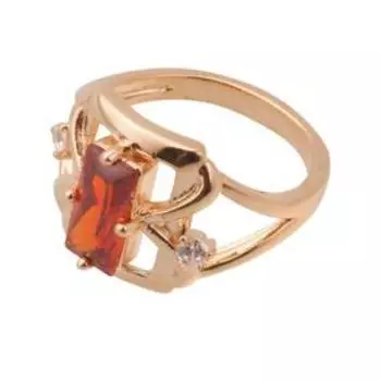 Кольцо с гранатом "Леди-Ди", позолота с родированием, размер 19