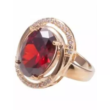 Кольцо с гранатом "Париж", позолота с родированием, размер 20