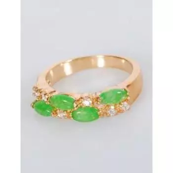 Кольцо с хризопразом "Дорожка", позолота с родированием , размер 16