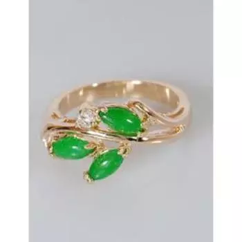 Кольцо с хризопразом "Веточка", позолота с родированием , размер 16