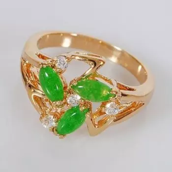 Кольцо с хризопразом "Звезда", позолота с родированием, размер 16