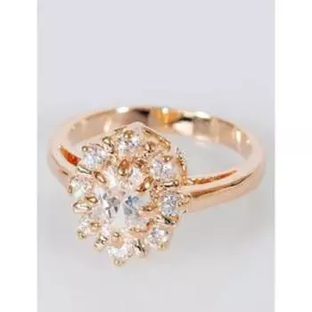 Кольцо с хрусталем "Лучи", позолота с родированием , размер 16