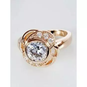 Кольцо с хрусталем "Серенада", позолота с родированием , размер 16