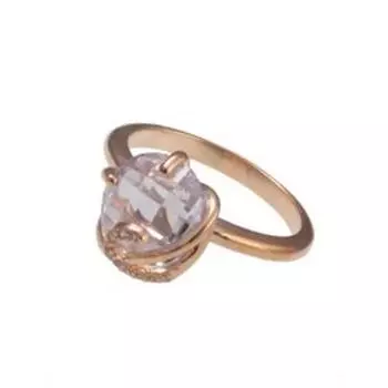 Кольцо с хрусталем "Версаль", позолота с родированием, размер 17