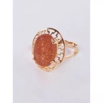 Кольцо с красным авантюрином "Греческое", позолота с родированием , размер 16