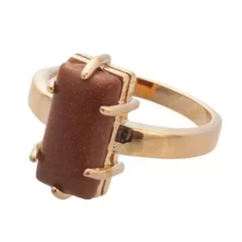 Кольцо с красным авантюрином "Марго", позолота с родированием, размер 20