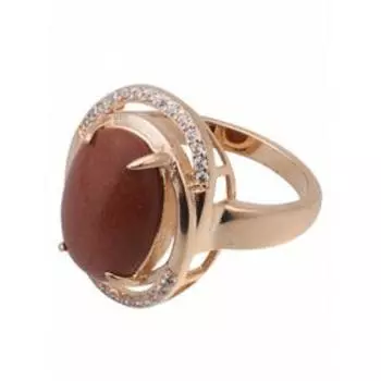 Кольцо с красным авантюрином "Париж", позолота с родированием , размер 16