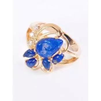 Кольцо с лазуритом "Азалия", позолота с родированием , размер 16