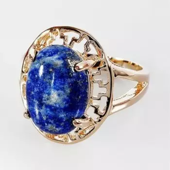 Кольцо с лазуритом "Греческое", позолота с родированием, размер 20