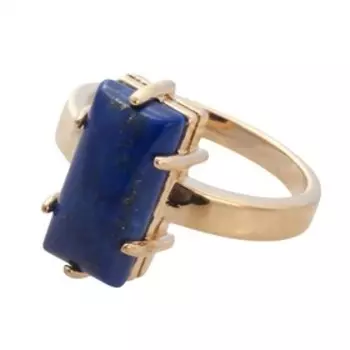 Кольцо с лазуритом "Марго", позолота с родированием, размер 18