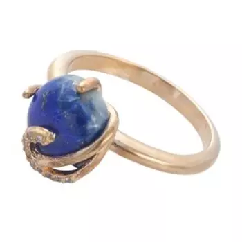 Кольцо с лазуритом "Версаль", позолота с родированием, размер 17