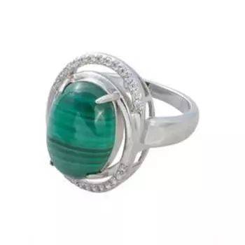 Кольцо с малахитом "Париж", родирование, размер 19