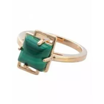 Кольцо с малахитом "Трио", позолота с родированием, размер 19