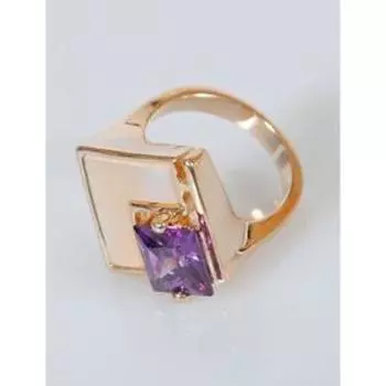 Кольцо с перламутром и аметистом "Пирамида", позолота с родированием , размер 16