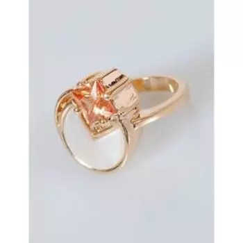 Кольцо с перламутром и фианитом шампань "Меркурий", позолота с родир, размер 16