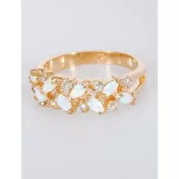 Кольцо с японским опалом "Косичка", позолота с родированием , размер 16