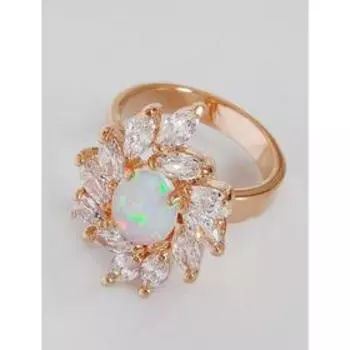 Кольцо с японским опалом "Сияние", позолота с родированием , размер 16 750