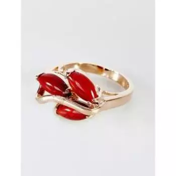 Кольцо с яшмой "Большой рис", позолота с родированием , размер 16