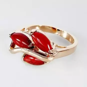 Кольцо с яшмой "Большой рис", позолота с родированием, размер 17