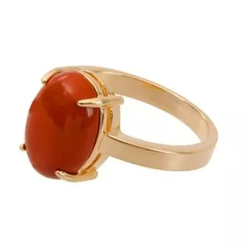 Кольцо с яшмой "Овал", позолота с родированием, размер 19