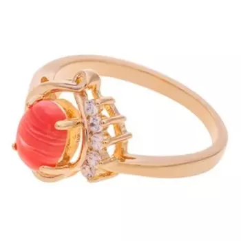 Кольцо с родохрозитом "Чайка", позолота с родированием, размер 17