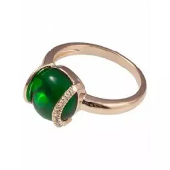 Кольцо с зелёным фианитом "Элана", позолота с родированием , размер 16