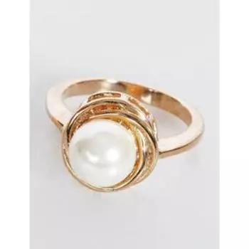 Кольцо с жемчугом "Кольца", позолота с родированием , размер 16