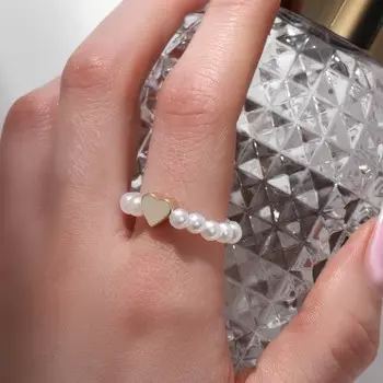 Кольцо бисерное «Сердечко», белое